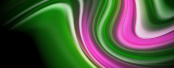 Modern rainbow liquid color flow colorful poster. Wave Liquid shape in black color background. Abstract composition