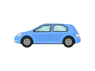 Blue car. Vector illustration on white background.