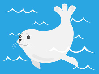 泳ぐアザラシのイラスト