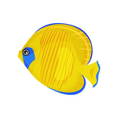 Yellow fish with blue spots. Vector illustration on white background.