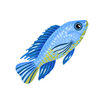 Small light blue fish. Vector illustration on white background.