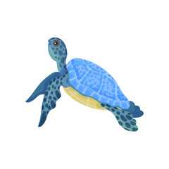 Turtle with light blue armor. Vector illustration on white background.