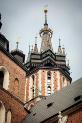 Fototapeta na wymiar Towers of St. Mary's Basilica in Krakow
