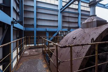 Interior of an old abandoned industrial steel factory