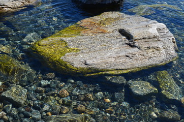 Baikal, beach, summer, nature, stones, mountains, water, forest.