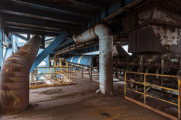 Interior of an old abandoned industrial steel factory