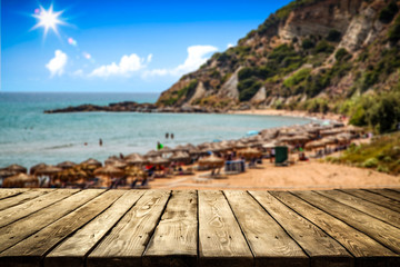 Fototapeta premium Summer background of free space and beach landscape. 