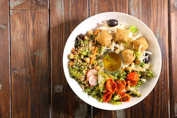 mixed vegetable salad with sauce