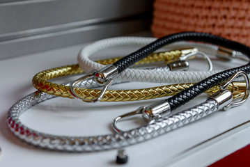 handles for bags are on the shelf