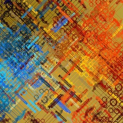 Obraz premium Artistic sketch backdrop material. Abstract geometric pattern. Chaos and random. Modern art drawing painting. 2d illustration. Digital texture wallpaper.