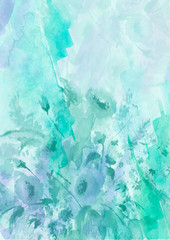 A bouquet of flowers in watercolor. Vintage postcard, banner, poster, sticker, image. Beautiful, fashionable flowers, buds. Poppy, mimosa, hydrangea, wild flowers and herbs. Summer bouquets. Abstract 