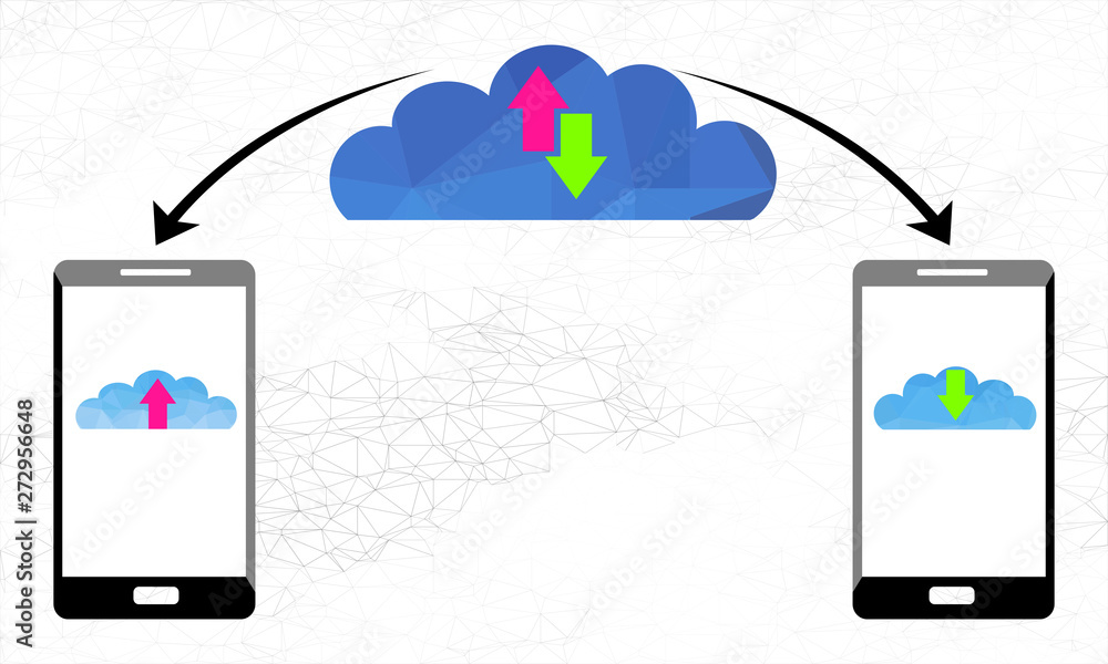 Aufkleber polygonal cloud computing technology. vector illustration concept composed of triangles. desktop con