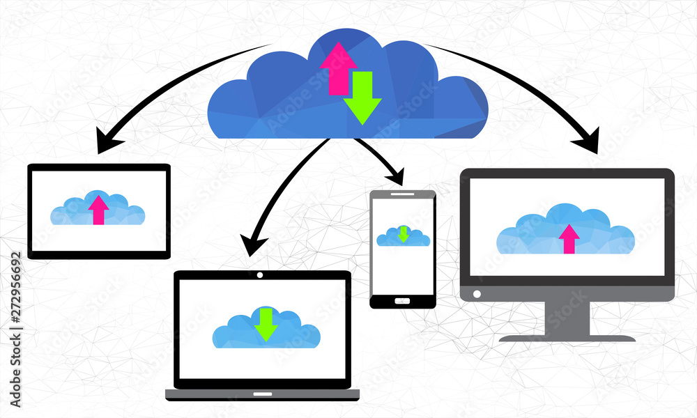 Aufkleber polygonal cloud computing technology. vector illustration concept composed of triangles.
