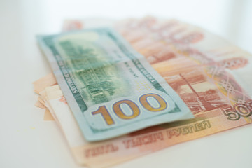 Five thousand rubles and one hundred dollars. The concept of trading, the concept of exchange rate.