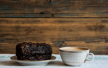 Chocolate brownies on a white plate