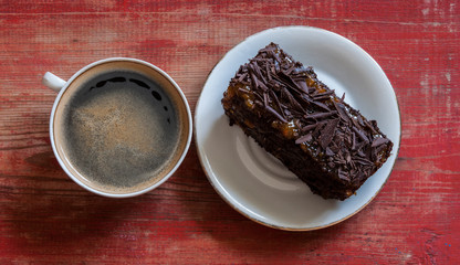 Chocolate brownies on a white plate