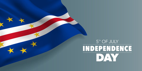 Cape Verde happy independence day greeting card, banner with template text vector illustration