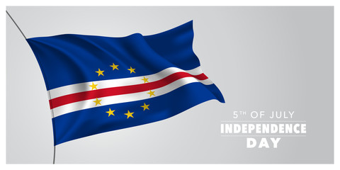 Cape Verde happy independence day greeting card, banner, horizontal vector illustration