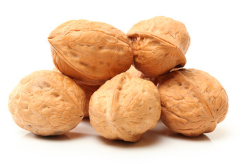 walnuts on a white background