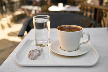 Delicious Turkish coffee on the table