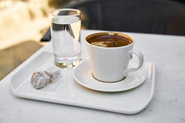 Delicious Turkish coffee on the table