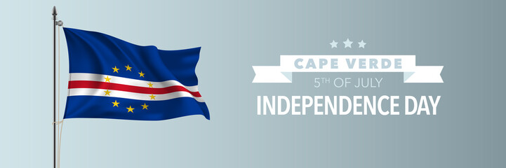 Cape Verde happy independence day greeting card, banner vector illustration