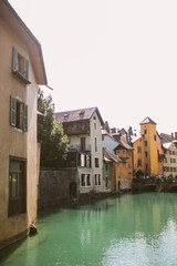 Fototapeta na wymiar Old town water canals in Europe