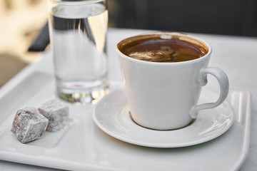 Delicious Turkish coffee on the table