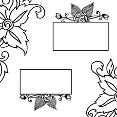 Vector illustration greeting card with various pattern flower frame