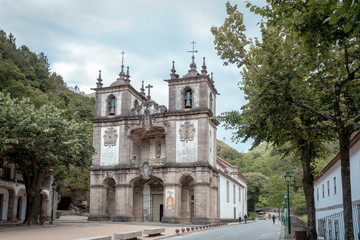Fototapeta na wymiar Mountain Marian Shrine of Our Lady of the Abbey from the eighteenth century, north of Portugal