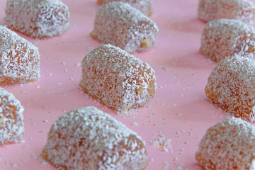 Oriental sugar delight. Still life food photography. Lokum - traditional gelatin turkish delight