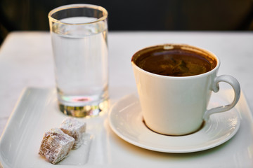 Delicious Turkish coffee on the table