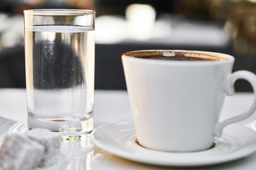 Delicious Turkish coffee on the table