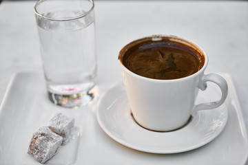 Delicious Turkish coffee on the table