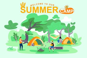 Poster Welcome to Our Summer Camp, Lettering.