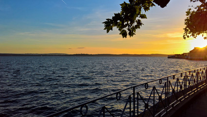 Lake constance with a beautiful sunset; Bodensee Germany