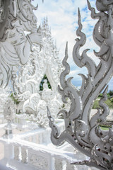 CHIANG RAY, THAILAND - 15.05.2019 / The white templo of Wat Rong Khun, northern of Chiang Mai in Thailand