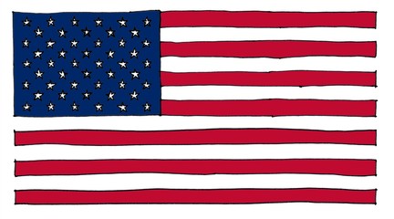 hand drawn American Flag of United States of America
