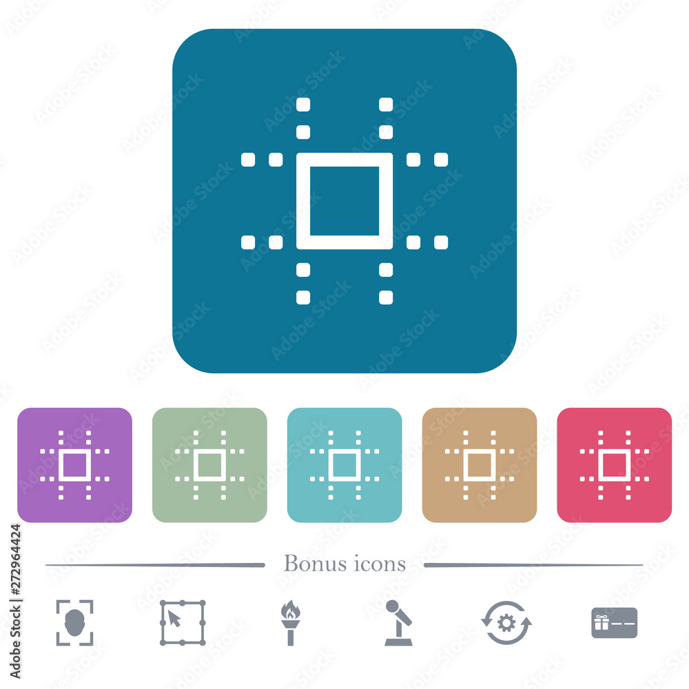 Poster snap to grid flat icons on color rounded square backgrounds