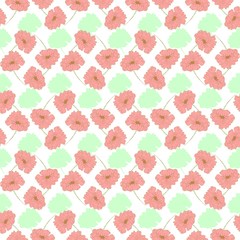 Hand drawn artistic poppy flower vector seamless pattern. Colorful pattern elements in doodle style  isolated on white background. 