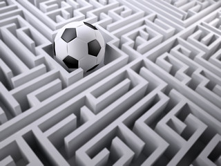 Soccer ball in the labyrinth maze