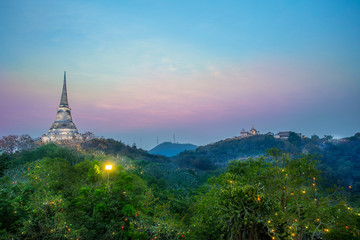 Sunset at Khao Wang Palace, an old Thai king palace in Phetchaburi province, Thailand