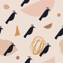Modern seamless pattern with animals. Scandinavian style nursery print. Nordic design for interior and other. Vector EPS