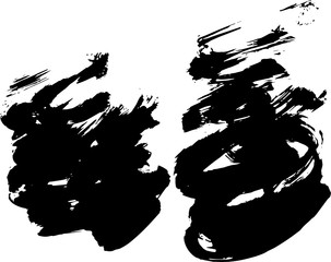 Ink splash brush strokes big set isolated on white. Vector illustration