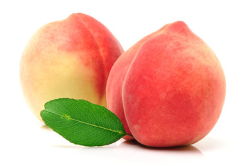 ripe peach on white background 
