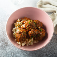 Homemade meatballs with herbs and couscous