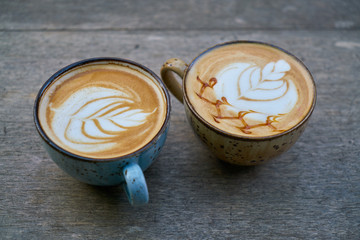 Two latte coffees on the table