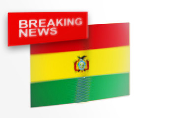 Breaking news, Bolivia country's flag and the inscription news