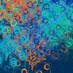 Geometric colorful pattern. Various lines and shapes. 2d illustration. Abstract backdrop.