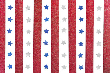 Fototapeta premium Red blue and silver glitter paper cut background - isolated